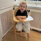 Safetots Deluxe Putaway Folding Wooden High Chair - Natural - Pre-Assembled - Baby Toddler Space Saving Highchair - Like New