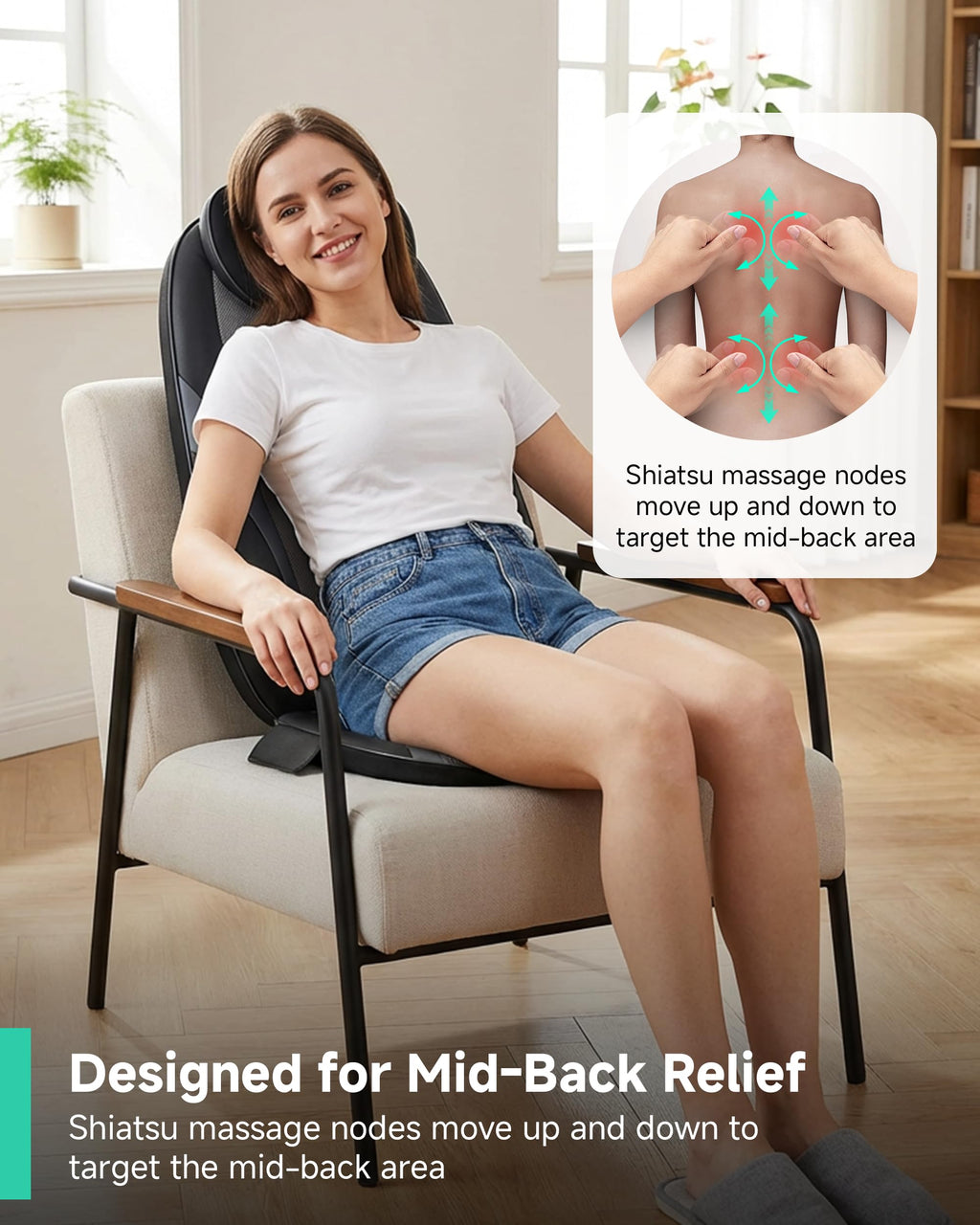 Snailax Back Massager with Heat - Shiatsu Massage Chair Cushion - Deep Kneading Seat Pad - Gifts for Women Men - Damaged Box