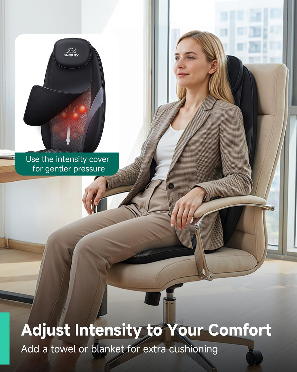 Snailax Back Massager with Heat - Shiatsu Massage Chair Cushion - Deep Kneading Seat Pad - Gifts for Women Men - Damaged Box