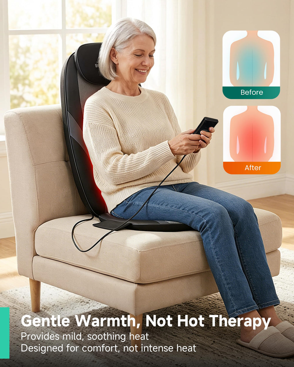 Snailax Back Massager with Heat - Shiatsu Massage Chair Cushion - Deep Kneading Seat Pad - Gifts for Women Men - Damaged Box
