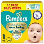 Pampers New Baby Nappies Size 1 - Newborn Diapers with Wipes - Damaged Box - BBE 05/2028