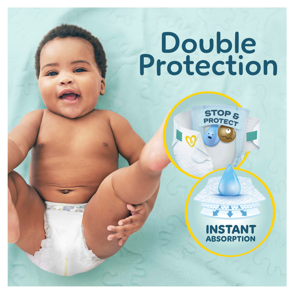 Pampers New Baby Nappies Size 1 - Newborn Diapers with Wipes - Damaged Box - BBE 05/2028