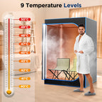SereneLife 2-Person Portable Steam Sauna - Detox Body Therapy, Energy Efficient, Folding Chair, Foot Pad, Black - Damaged Box