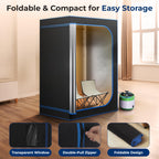 SereneLife 2-Person Portable Steam Sauna - Detox Body Therapy, Energy Efficient, Folding Chair, Foot Pad, Black - Damaged Box