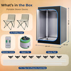 SereneLife 2-Person Portable Steam Sauna - Detox Body Therapy, Energy Efficient, Folding Chair, Foot Pad, Black - Damaged Box