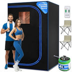SereneLife 2-Person Portable Steam Sauna - Detox Body Therapy, Energy Efficient, Folding Chair, Foot Pad, Black - Damaged Box