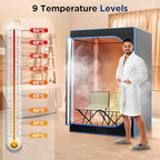 SereneLife 2-Person Portable Steam Sauna - Detox Body Therapy, Energy Efficient, Folding Chair, Foot Pad, Black - Damaged Box