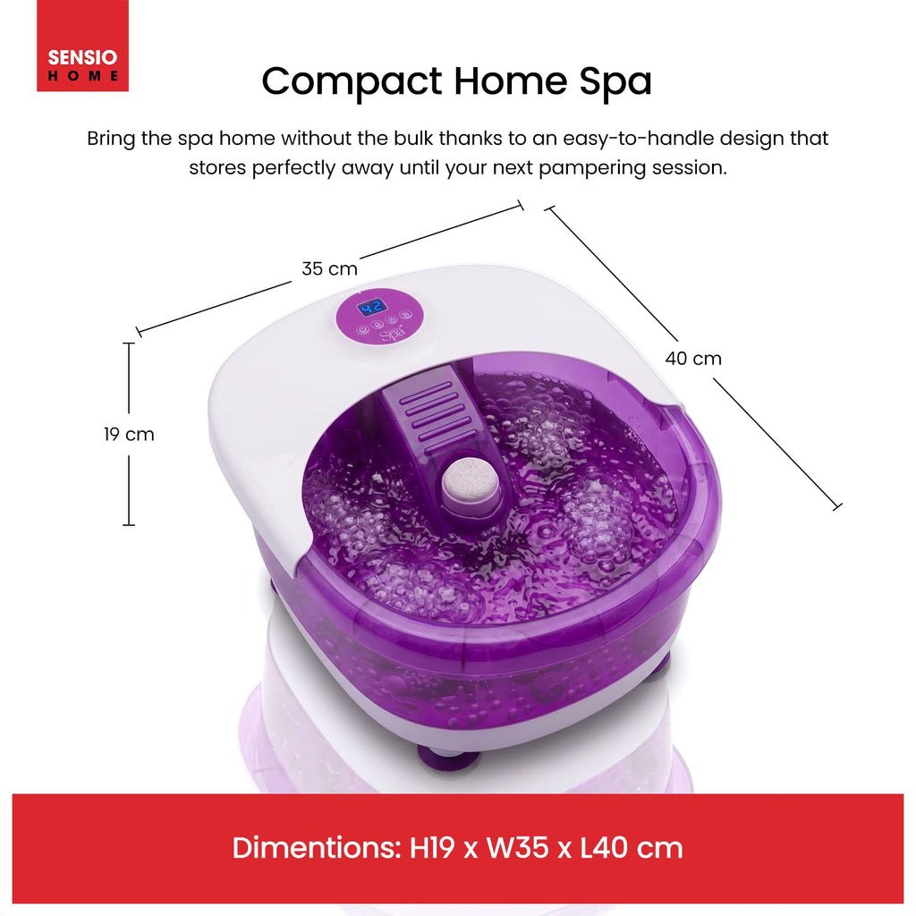 Sensio Spa Luxury Heated Foot Spa Massager - Digital Temp Control, Bubble Vibration, 4 Rollers, 9 Piece Pedicure Set - Damaged Box