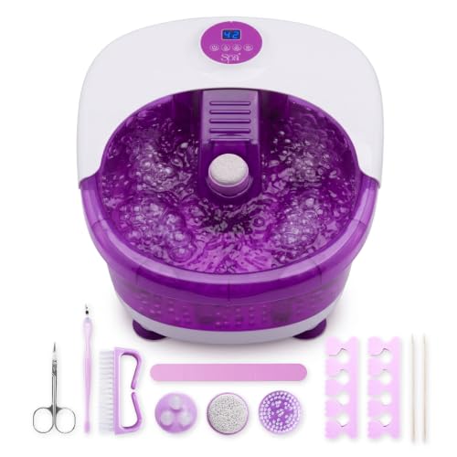 Sensio Spa Luxury Heated Foot Spa Massager - Digital Temp Control, Bubble Vibration, 4 Rollers, 9 Piece Pedicure Set - Damaged Box