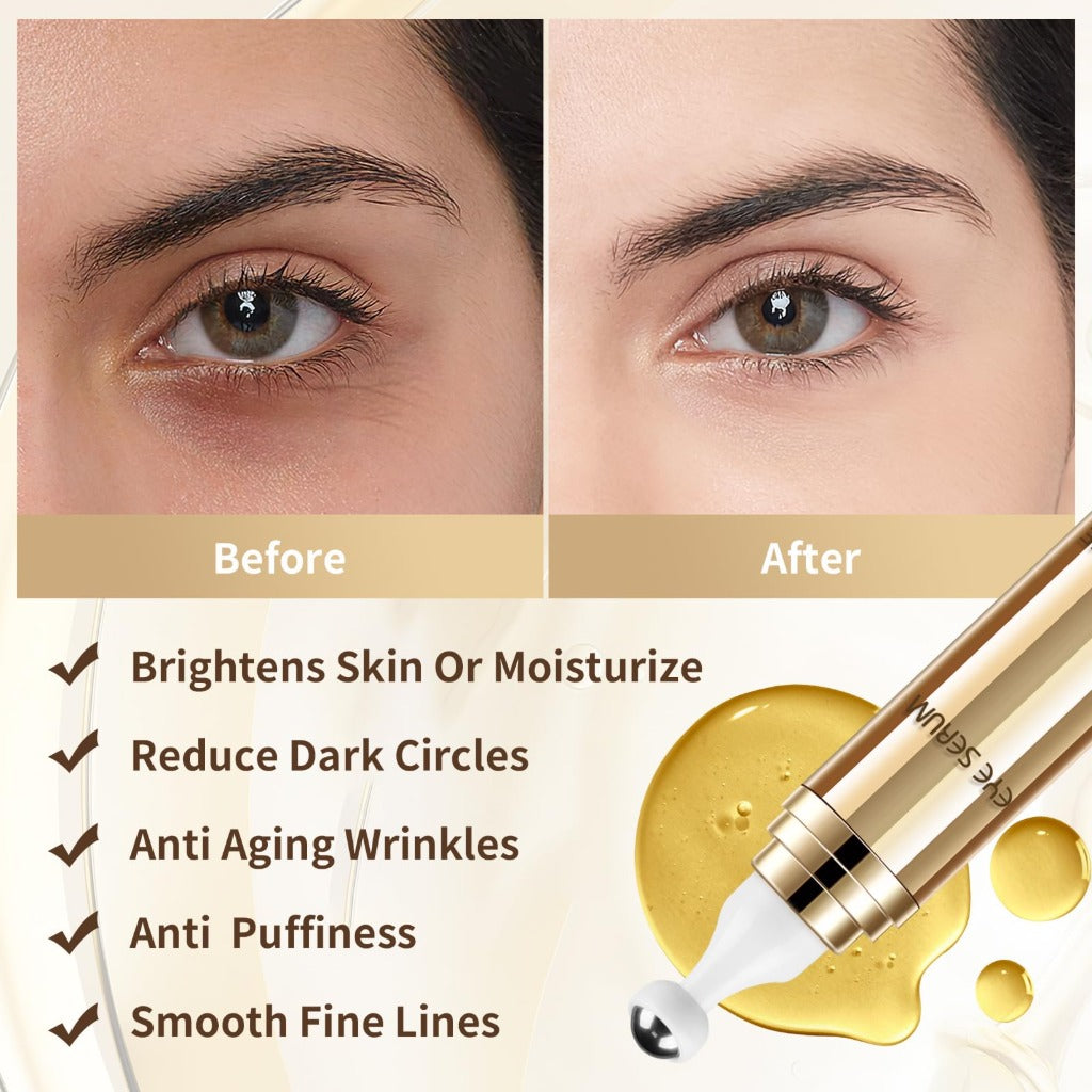 Eye Serum Massage Roller - 360° Anti-Ageing Eye Cream for Dark Circles, Puffiness, Wrinkles - Under Eye Treatment - Damaged Box
