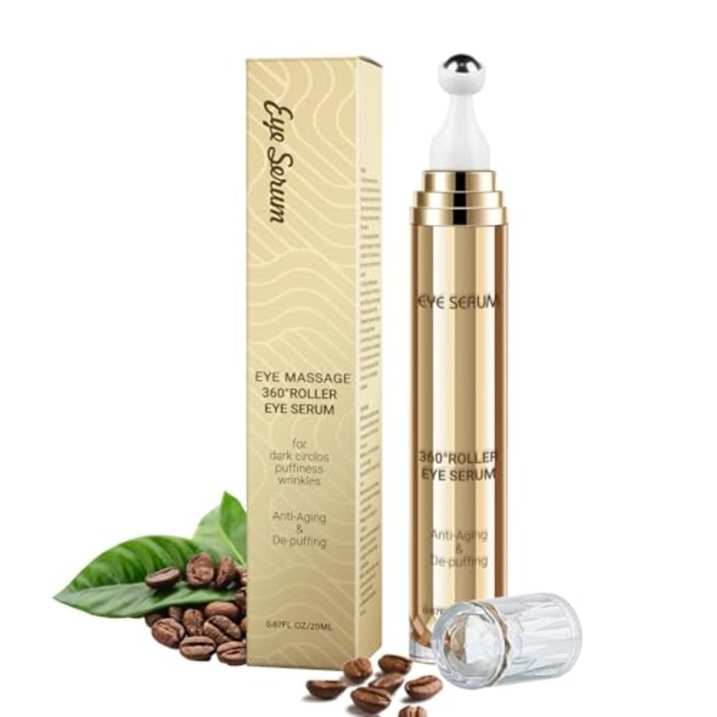 Eye Serum Massage Roller - 360° Anti-Ageing Eye Cream for Dark Circles, Puffiness, Wrinkles - Under Eye Treatment - Damaged Box