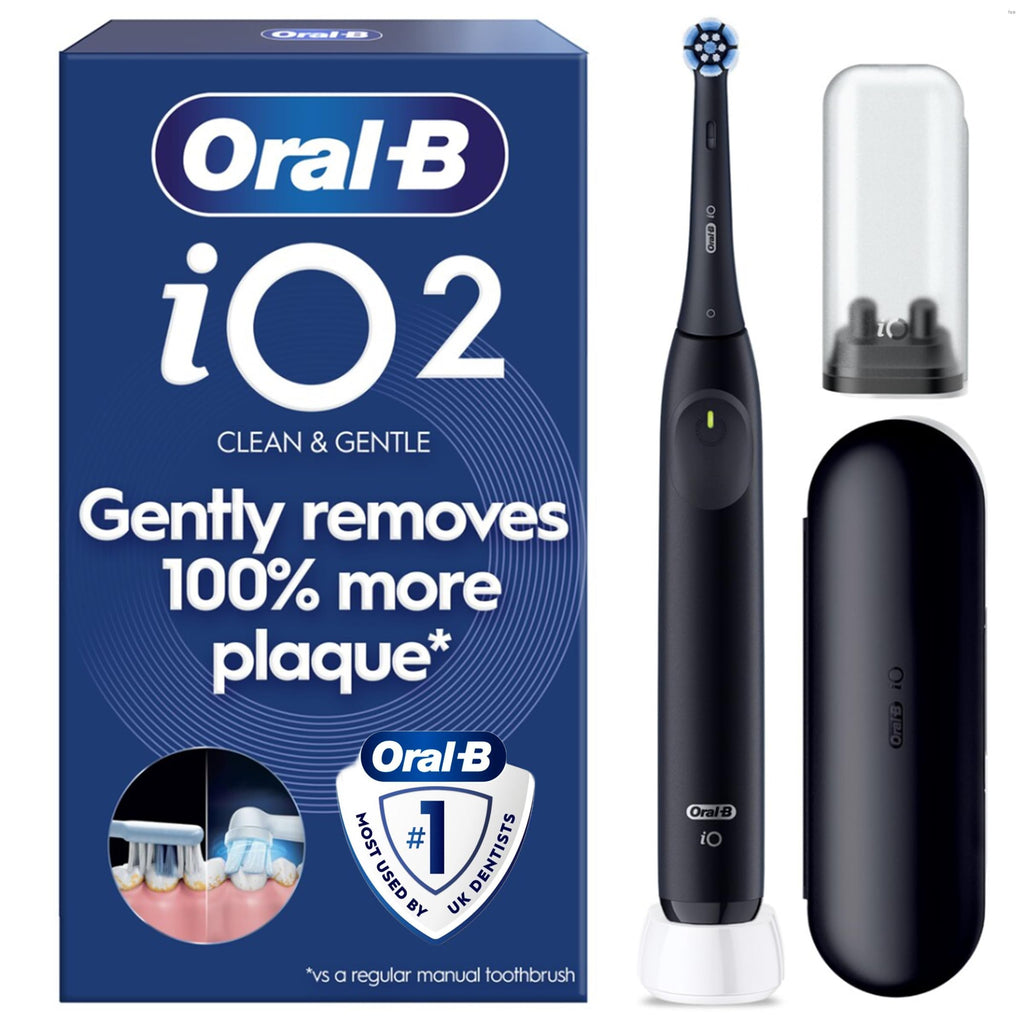 Oral-B iO2 Electric Toothbrush - Night Black - Rechargeable Power Toothbrush with Travel Case - Damaged Box
