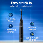 Oral-B iO2 Electric Toothbrush - Night Black - Rechargeable Power Toothbrush with Travel Case - Damaged Box