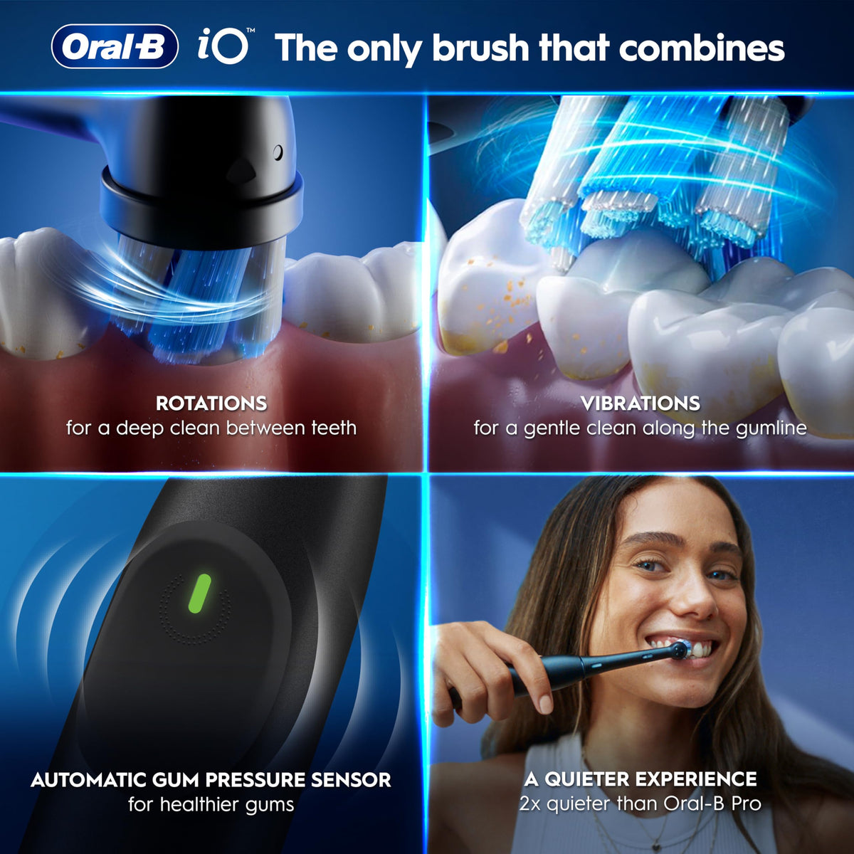 Oral-B iO2 Electric Toothbrush - Night Black - Rechargeable Power Toothbrush with Travel Case - Damaged Box
