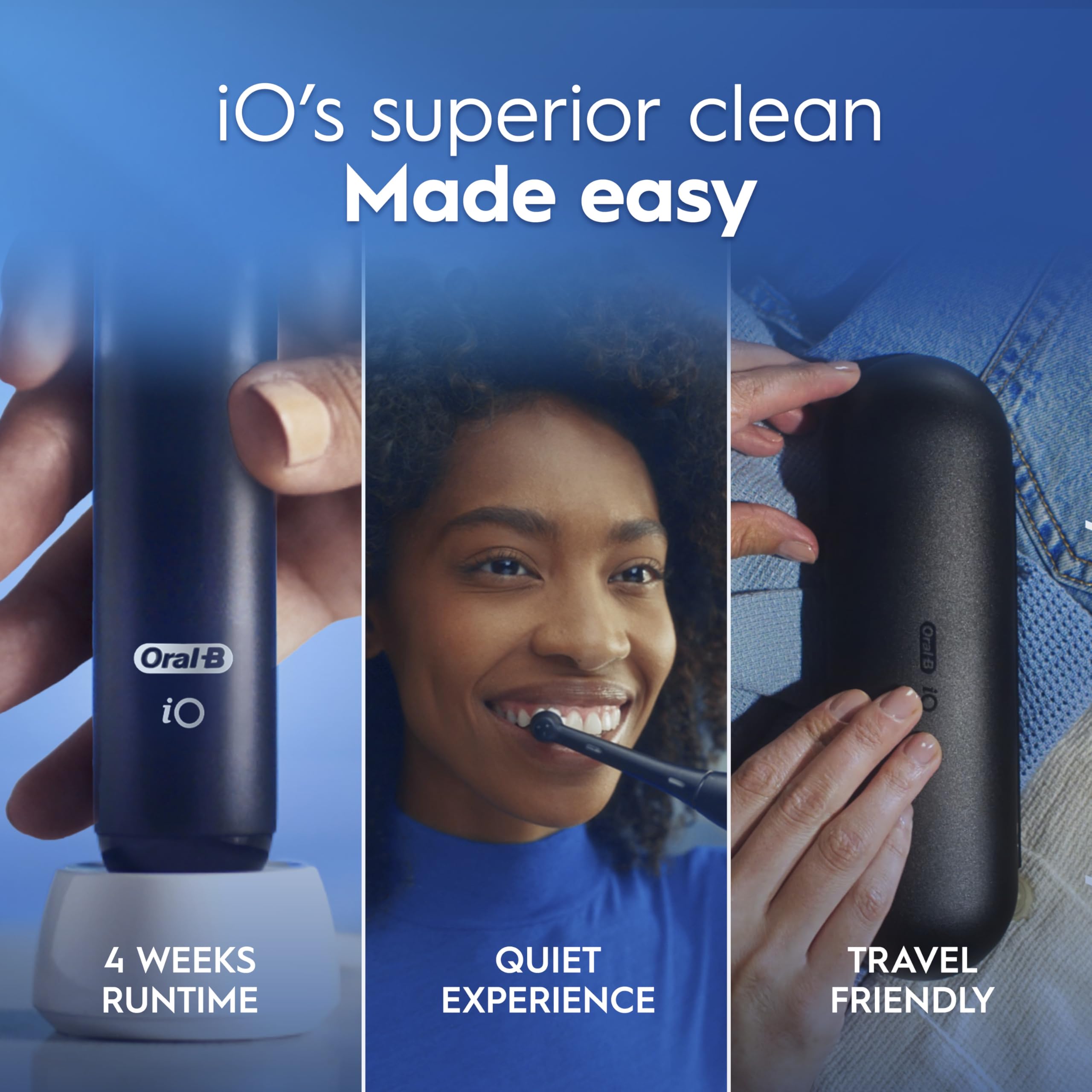 Oral-B iO2 Electric Toothbrush - Night Black - Rechargeable Power Toothbrush with Travel Case - Damaged Box