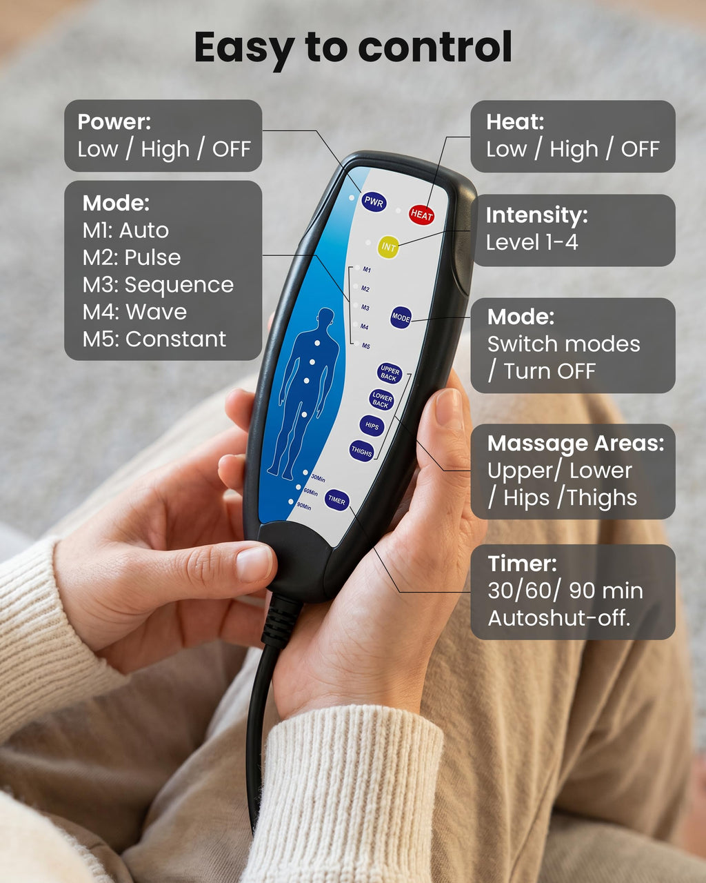 COMFIER Back Massager with Heat - Vibration Massage Cushion with 8 Motors - Full Body Chair Pad - Damaged Box