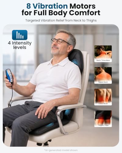 COMFIER Back Massager with Heat - Vibration Massage Cushion with 8 Motors - Full Body Chair Pad - Damaged Box