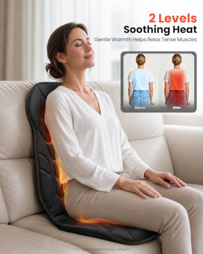 COMFIER Back Massager with Heat - Vibration Massage Cushion with 8 Motors - Full Body Chair Pad - Damaged Box