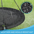 SereneLife Large Round Tree Swing Seat - Black Saucer Nest Swing for Kids & Adults - 270kg Capacity Indoor Outdoor Hanging Rope - Like New