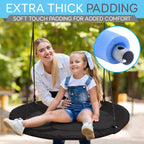 SereneLife Large Round Tree Swing Seat - Black Saucer Nest Swing for Kids & Adults - 270kg Capacity Indoor Outdoor Hanging Rope - Like New
