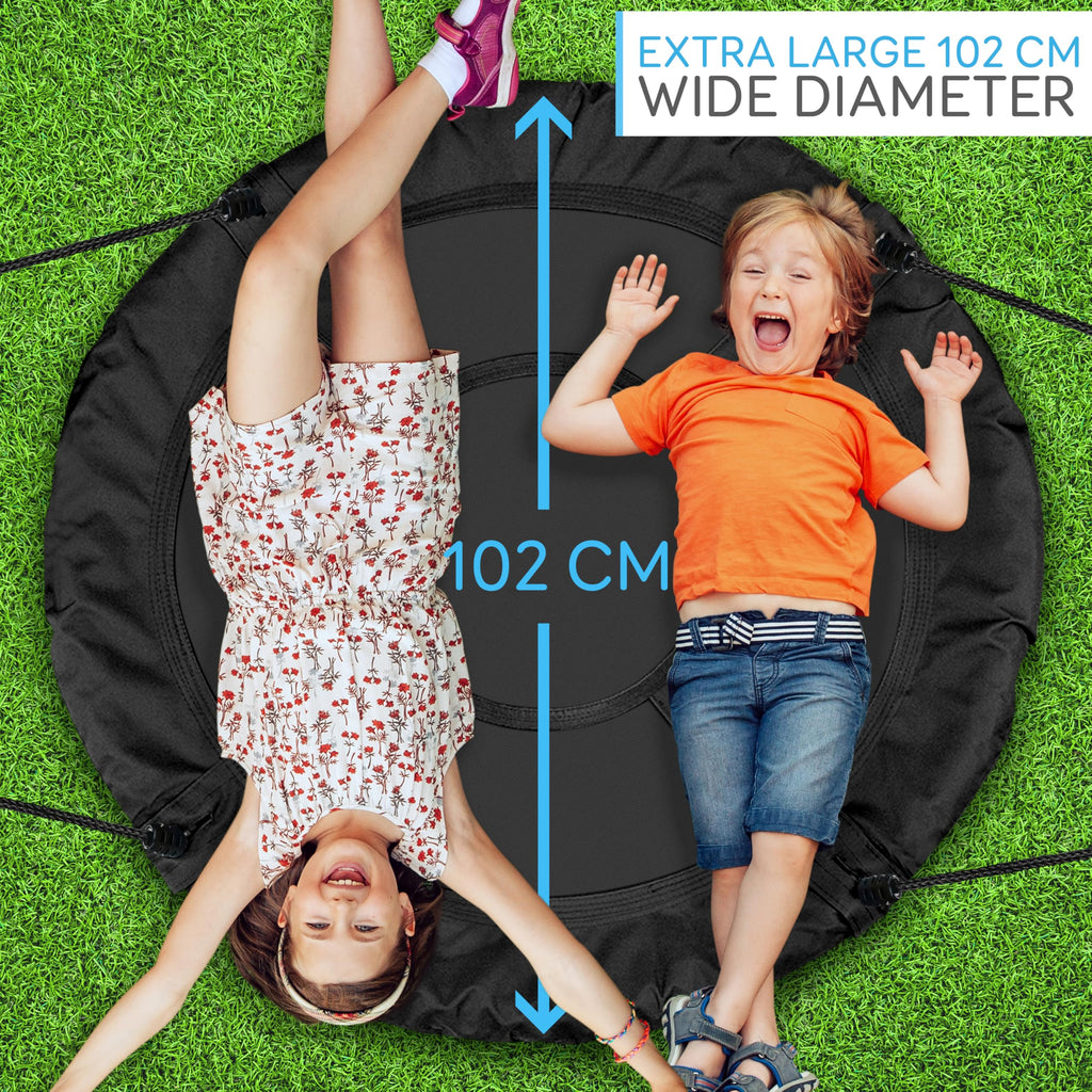 SereneLife Large Round Tree Swing Seat - Black Saucer Nest Swing for Kids & Adults - 270kg Capacity Indoor Outdoor Hanging Rope - Like New