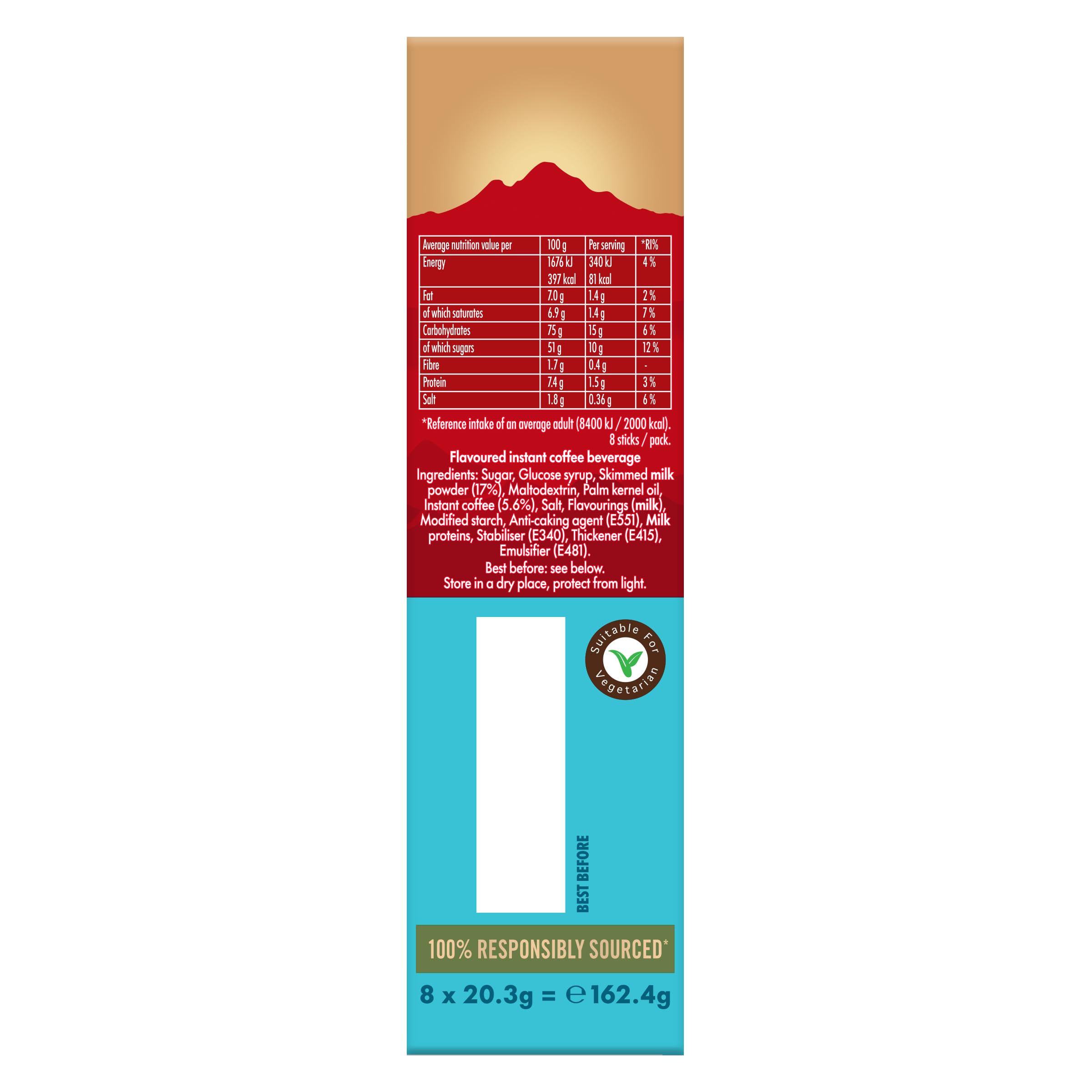 Kenco Iced Hot Salted Caramel Latte Sachets - 8 Sachets per Pack - 5 Packs - Total 40 Instant Coffee Drinks - New - BBE 11/2026