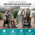 Helavo Foldable Lightweight Silver Rollator Walker with Seat - 360 Swivel Wheels - Mobility Aid - Damaged Box