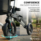 Helavo Foldable Lightweight Silver Rollator Walker with Seat - 360 Swivel Wheels - Mobility Aid - Damaged Box