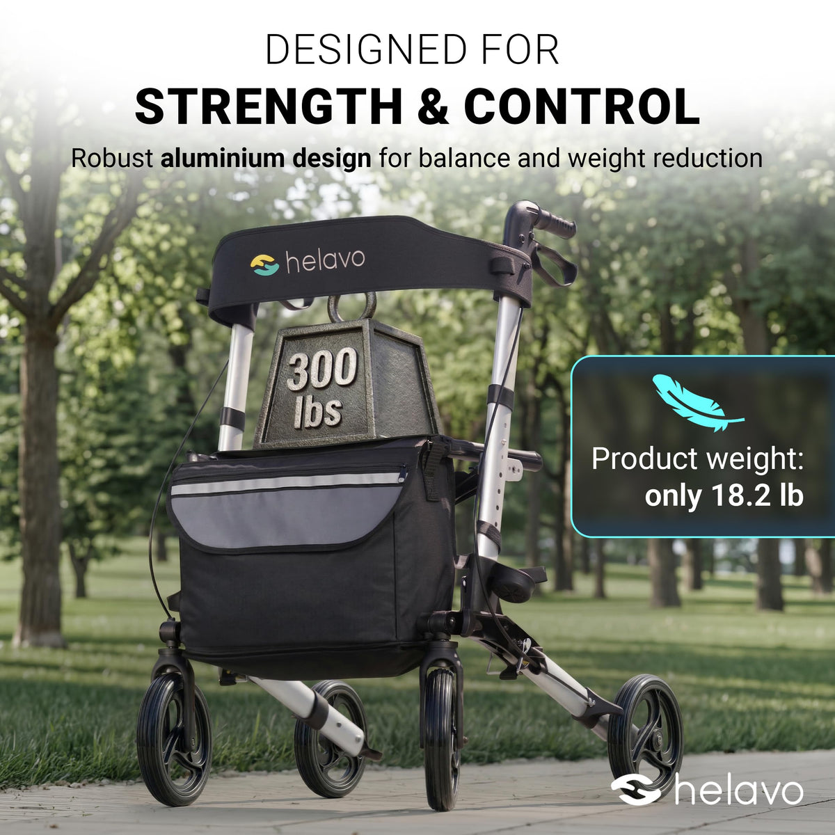 Helavo Foldable Lightweight Silver Rollator Walker with Seat - 360 Swivel Wheels - Mobility Aid - Damaged Box