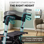 Helavo Foldable Lightweight Silver Rollator Walker with Seat - 360 Swivel Wheels - Mobility Aid - Damaged Box