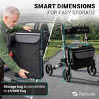Helavo Foldable Lightweight Silver Rollator Walker with Seat - 360 Swivel Wheels - Mobility Aid - Damaged Box