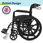 Self Propelled Wheelchair 20in Seat - Folding Lightweight Transit Mobility Aid - Black - Very Good