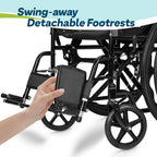Self Propelled Wheelchair 20in Seat - Folding Lightweight Transit Mobility Aid - Black - Very Good