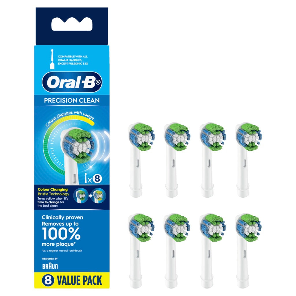 Oral-B Precision Clean Electric Toothbrush Head Refills 8 Pack - Genuine Replacement Brush Heads - New