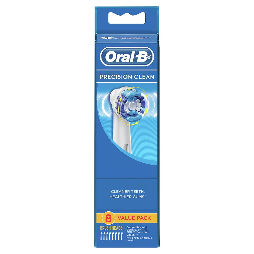 Oral-B Precision Clean Electric Toothbrush Head Refills 8 Pack - Genuine Replacement Brush Heads - New