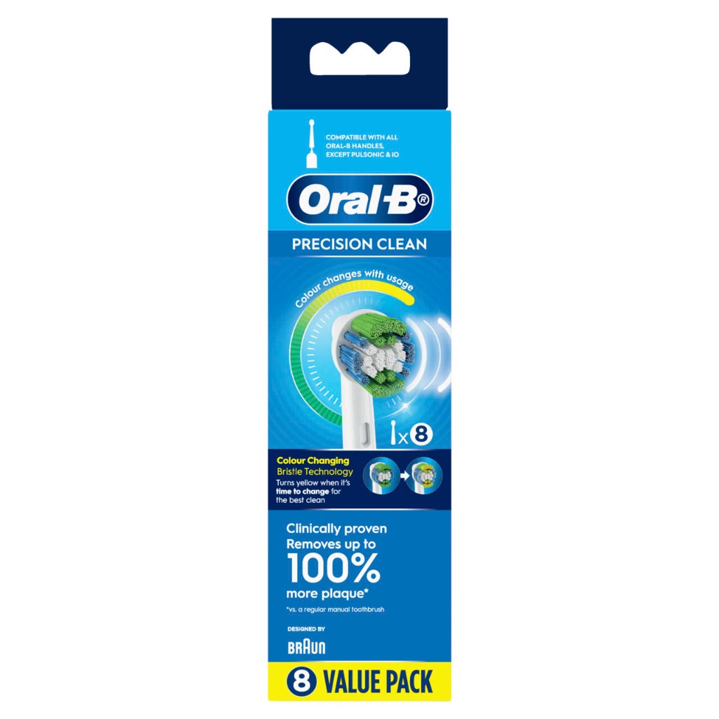 Oral-B Precision Clean Electric Toothbrush Head Refills 8 Pack - Genuine Replacement Brush Heads - New
