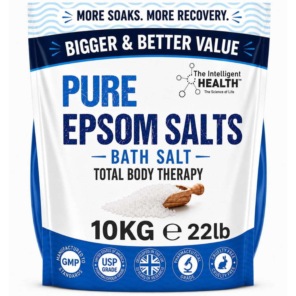 The Intelligent Health Pure Epsom Salts 10kg - Magnesium Sulphate Bath Soak - Fine Grain Vegan Friendly - New
