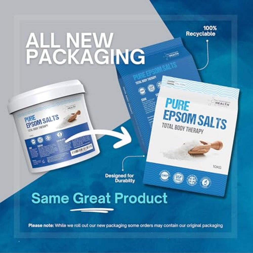 The Intelligent Health Pure Epsom Salts 10kg - Magnesium Sulphate Bath Soak - Fine Grain Vegan Friendly - New
