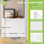 Rainberg Retractable Stair Gate - 180cm Wide 80cm Tall - Baby Pet Safety Barrier - One Hand Operated Doorway Hallway White - Damaged Box