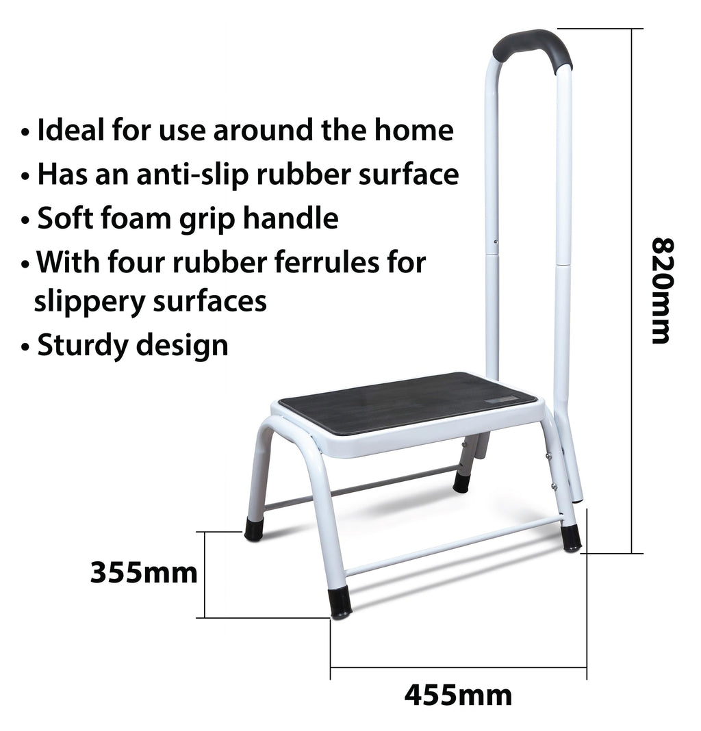 Aidapt Step Stool Platform Support - Soft Grip Handrail, Anti-Slip Surface, Rubber Feet Aid - Damaged Box