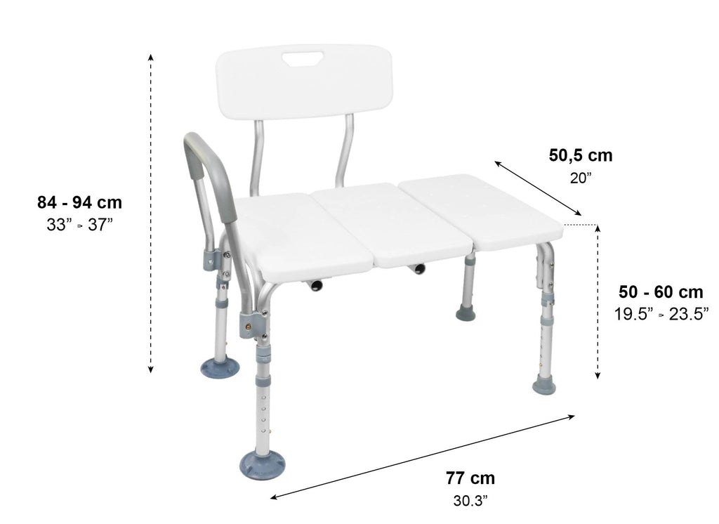 PEPE Mobility Bath Transfer Bench - Shower Seat for Elderly & Disabled - White - Bathroom Aid - Damaged Box