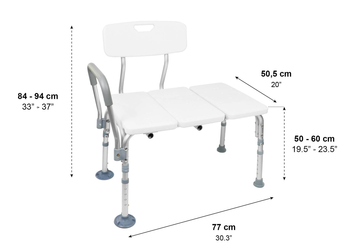 PEPE Mobility Bath Transfer Bench - Shower Seat for Elderly & Disabled - White - Bathroom Aid - Damaged Box