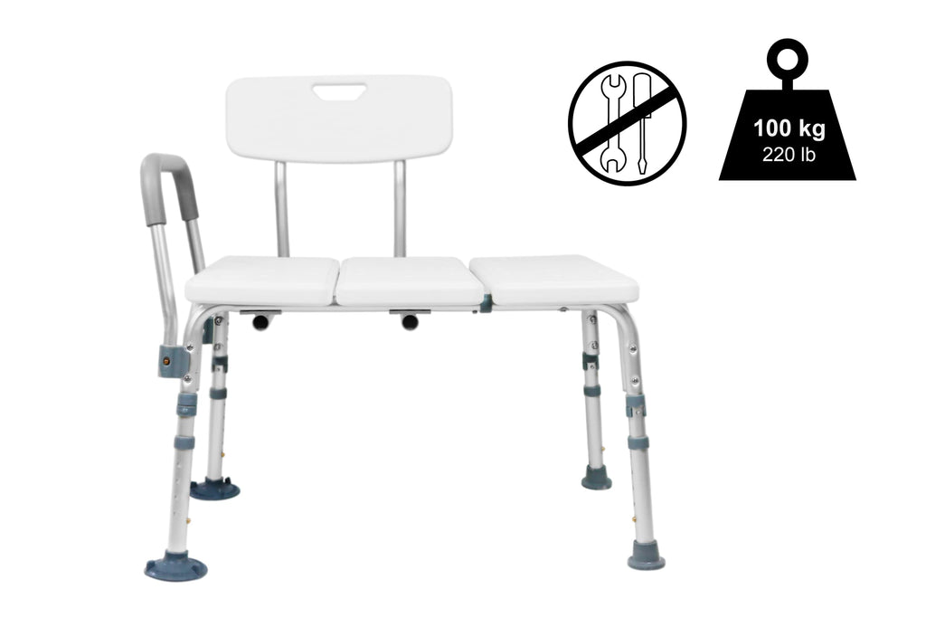 PEPE Mobility Bath Transfer Bench - Shower Seat for Elderly & Disabled - White - Bathroom Aid - Damaged Box