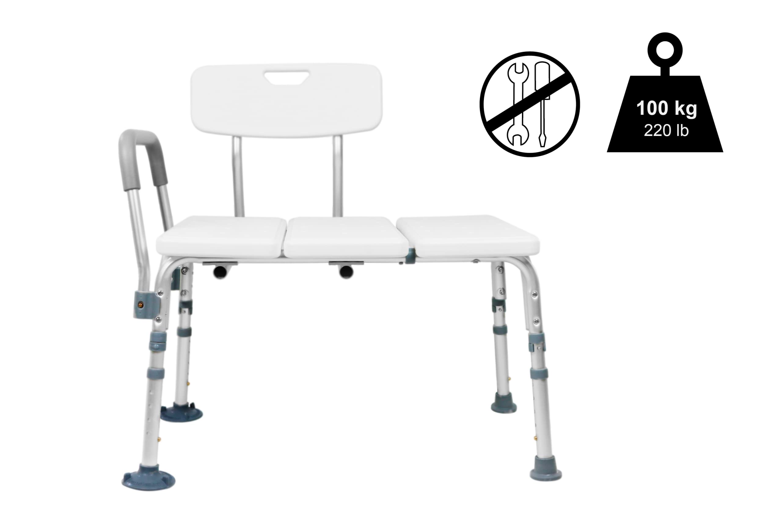 PEPE Mobility Bath Transfer Bench - Shower Seat for Elderly & Disabled - White - Bathroom Aid - Damaged Box