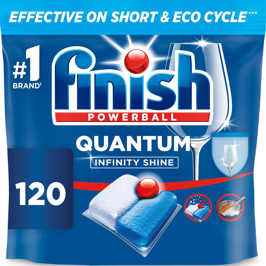 Finish Quantum Infinity Shine Dishwasher Tablets - 120 Tabs, Fresh Scent, Fast Dissolving, Sparkling Clean Dishwashing Detergent (Packaging May Vary) - New