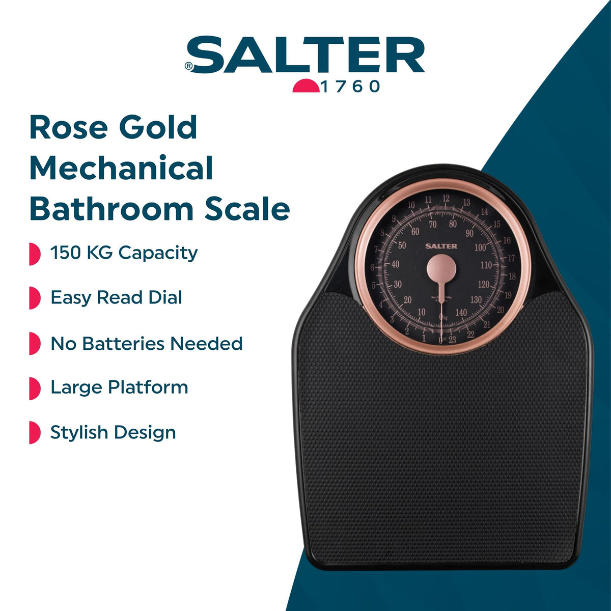 Salter Doctor Style Mechanical Bathroom Scale - Easy Read Dial - 150kg Capacity - Bathroom Weighing Scales - Damaged Box