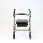 NRS A-Series Petite Lightweight Folding 4 Wheel Rollator - Grey Mobility Walker with Seat & Bag - Damaged Box