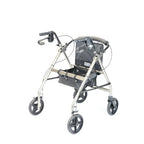 NRS A-Series Petite Lightweight Folding 4 Wheel Rollator - Grey Mobility Walker with Seat & Bag - Damaged Box