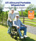 VOCIC Lightweight Wheelchair for Adults - 13kg Folding Transit Chair - 30cm All-Terrain Tyres - Portable Mobility Aid - Like New