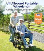 VOCIC Lightweight Wheelchair for Adults - 13kg Folding Transit Chair - 30cm All-Terrain Tyres - Portable Mobility Aid - Like New